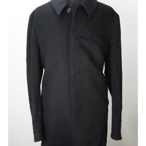 Hickey Freeman Cashmere Blend Solid Black Overcoat Jacket Sz 50R BRAND NEW